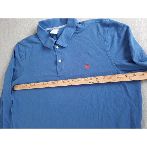 Brooks Brothers 1818 Men 2XL Slim Fit Knit Polo Long Sleeve Blue Embroider Logo - Picture 4 of 9